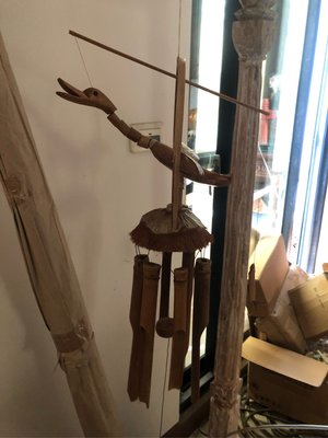 窩巴里島椰木製鳥造型竹風鈴