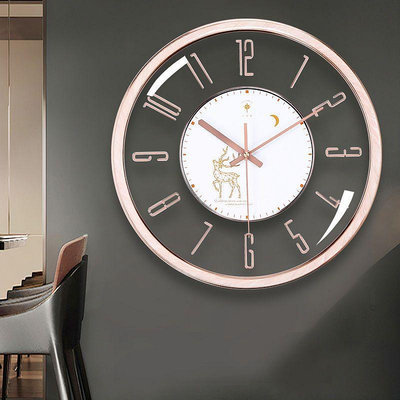 掛鐘輕奢掛鐘北歐鹿頭客廳家用鐘表時尚創意簡約現代時鐘