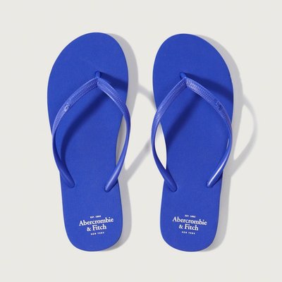 【Abercrombie&Fitch】【A&F】AF女款海灘夾腳拖鞋全素16款寶藍 F09160602-15