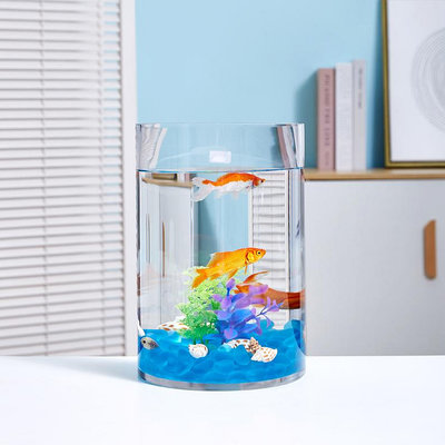 金魚缸 玻璃 水族箱小型創意生態圓形 圓柱大號烏龜缸 造景培裝飾