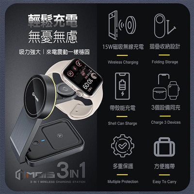 特價 iPhone MagSafe MOIS 摩世 三合一磁吸無線充電座 AirPods Pro Apple Watch