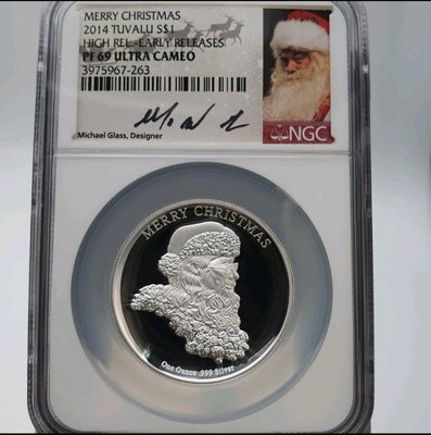 NGC PF69 吐瓦魯 2014 年 聖誕老人 精鑄 加厚 高浮雕 銀幣純銀 1盎司