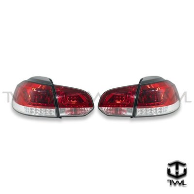 《※台灣之光※》VW GOLF 6 09 10 11 12 13年高品質R20樣式紅白晶鑽LED尾燈組 方向燈也LED