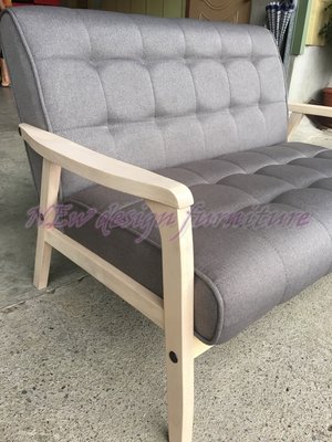 【N D Furniture】台南在地家具- 北歐風設計款橡膠木實木雙人亞麻布沙發/休閒沙發MC