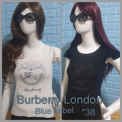 Burberry London Blue Label 日系同款黑色，白色，亮粉字體大LOGO小波浪袖，38號（xs~m可穿）單件價：900元