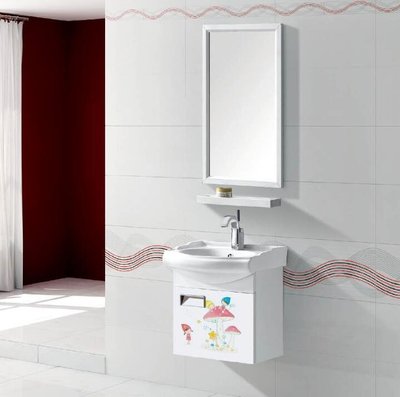 FUO衛浴:45X36公分 小空間適用! 合金櫃體陶瓷盆浴櫃組(含鏡子,龍頭) T9705
