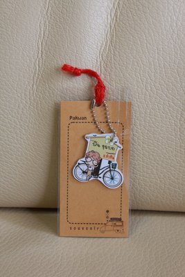 超可愛 木頭娃娃 自行車款 造型 吊飾 包包 掛飾 飾品