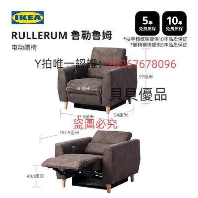 沙發椅 IKEA宜家RULLERUM魯勒魯姆科技布電動單人沙發新品首發