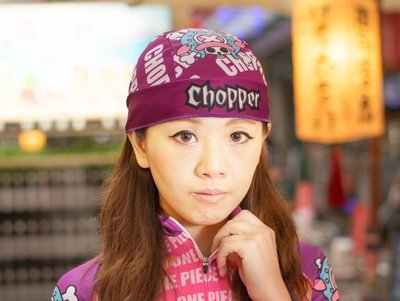 【速度公園】OHIOSPORT 原廠授權 航海王喬巴01 粉紫 綁帽頭巾 輕薄舒適吸濕 排汗 透氣