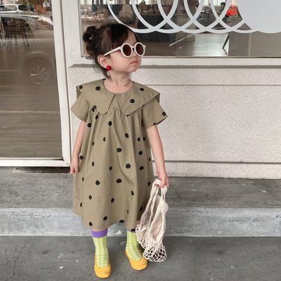 [1-8歲] 女童 娃娃領公主風洋裝 日系可愛波點洋裝 韓系 高腰a字洋裝  正韓質感 Sisterxoxo KOREA