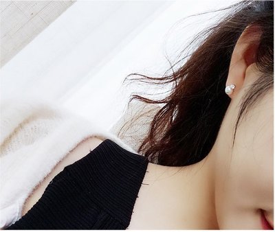 耳環 現貨 簡約氣質優質歐美個性珍珠閃鑽鋯石耳釘