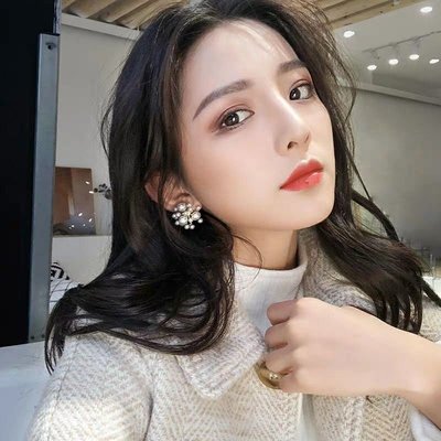 Qmi 韓國潮流時尚巴洛克煙花珍珠個性耳環S925銀針