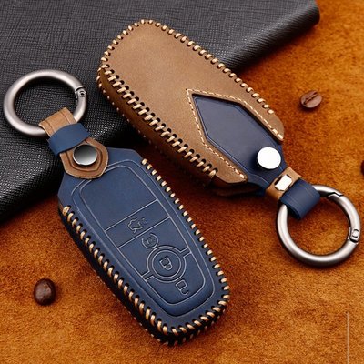 Ford 鑰匙套 Focus Kuga Ecosport Mondeo Fiesta 真皮鑰匙包套 鑰匙保護殼 鑰匙扣圈－邁德好服裝包包