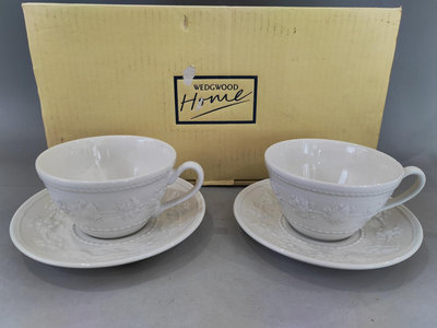 Wedgwood 韋奇伍德  古董高浮雕  咖啡杯 紅茶杯下午茶杯碟套裝 兩客對杯