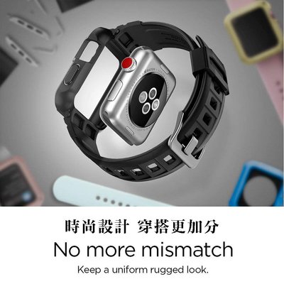 泳 新款SGPAppleWatch Series4(44mm)RuggedArmor Pro防摔保護殼 錶帶蘋果TPU黑