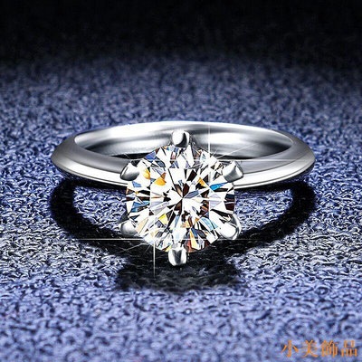 晴天飾品[附有GRA證書]莫桑石100%s925純銀六爪鑽石戒指