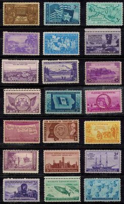 美國1935-1956年紀念郵票21枚