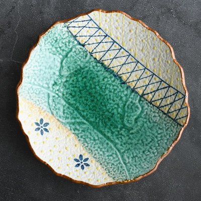 不規則手繪深湯盤  陶瓷盤子  餐盤  湯盤  家常菜盤  陶瓷餐具  創意造型  造型盤【小雜貨】