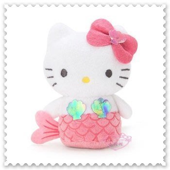 ♥小公主日本精品♥ Hello Kitty 粉色 蝴蝶結 亮片 玩偶 玩具 娃娃 美人魚 99935405