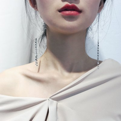 銀顯臉瘦的設計感耳環小眾耳線女長款冷淡風耳釘氣質網紅耳墜韓國-特價精品  夏季