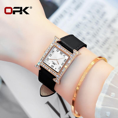 手錶 機械錶 石英錶 男錶 OPK品牌手錶優雅氣質美感防水皮帶款石英錶女士手錶女錶