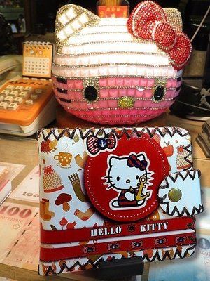 【 金王記拍寶網 】406 Hello Kitty 凱蒂貓 短夾 皮夾 女用 男用 中性 手工 皮夾 市面罕見稀少