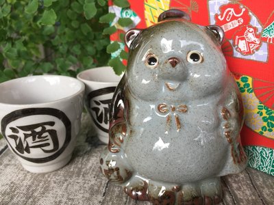 日本製 美濃燒 福狸清酒杯壺組 陶瓷酒壺組 禮盒裝