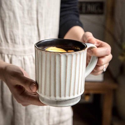日式馬克杯 咖啡杯 500ML 粗陶大容量 茶杯 牛奶杯 大號 拿鐵杯 拉花杯 陶瓷杯-星紀
