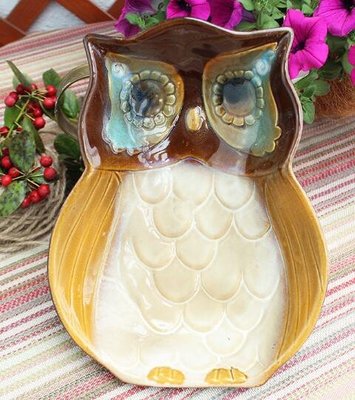 3999A 歐式陶瓷貓頭鷹盤子 陶瓷工藝收納盤 飾品盤 造型首飾盤 零食盤水果盤鑰匙盒桌面擺飾