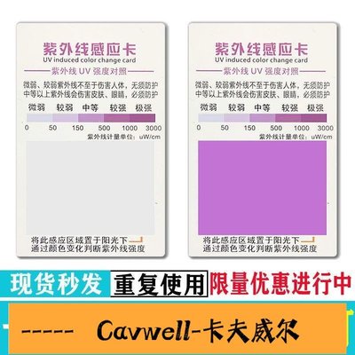 Cavwell-陳氏紫外線強度指示卡測試卡防曬指數感應卡防UV藍光檢測卡測試器試紙-可開統編