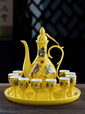 陶瓷中式白酒杯酒具套裝古風酒壺家用中國風復古烈酒杯仿古分酒器
