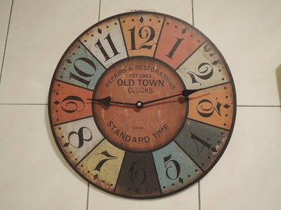 復古懷舊 老掛鐘 OLD TOWN 古董  英倫風 LONDON 阿拉伯數字圓鐘 造型鐘 壁鐘