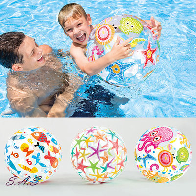 SAS 圖案沙灘球 海灘球 戲水玩具球 充氣球 運動 玩具球 泳具 戶外 戲水 遊泳 游泳 用品【1181O】
