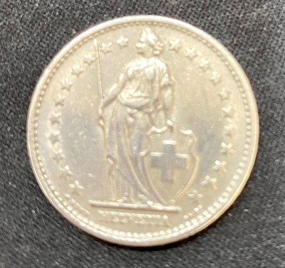 瑞士2法郎硬幣 海爾維蒂亞女神 1968