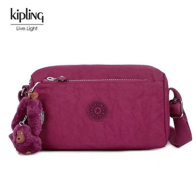 新款熱銷 Kipling 猴子包 K16217 紫紅 輕量輕便多夾層 斜背肩背包 多夾層 大容量 隨身包 日常 防水 限時優惠