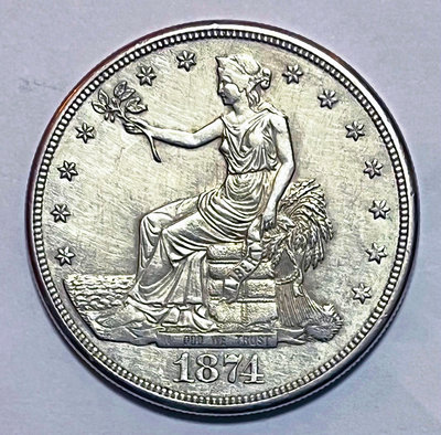 A540 1874 美國貿易銀1元銀幣 XF+