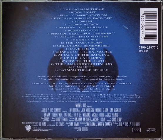 XXXX》蝙蝠俠/ Batman 電影原聲帶配樂版Danny Elfman (無IFPI) | Yahoo