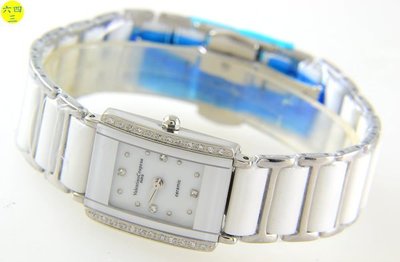 @(六四三鐘錶精品店)@范倫鐵諾(爪鑲晶鑽)(真品)白陶瓷藍寶石水晶玻璃頂級陶瓷女錶