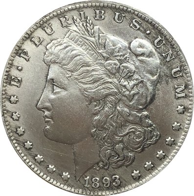 外國錢幣美國摩爾根美元1893 O 年仿古銀幣白銅鍍銀黑色古錢幣A2803
