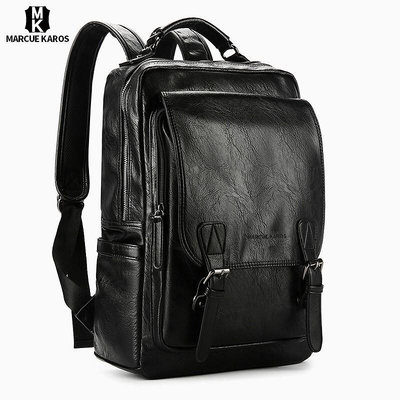背包香港MK真皮雙肩包男商務新款時尚電腦旅行包背包學生書包