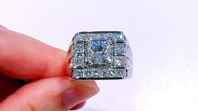 96814 大千典精品 秦老闆 流當品 天然鑽石戒指 方形切割 2.27克拉 寬版造型 E VS1 男戒 父親節禮物 GIA 首飾