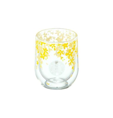 【現貨】韓國星巴克 2019春天黃綠色金鐘花＆花園系列--黃金鈴雙層玻璃杯237ml