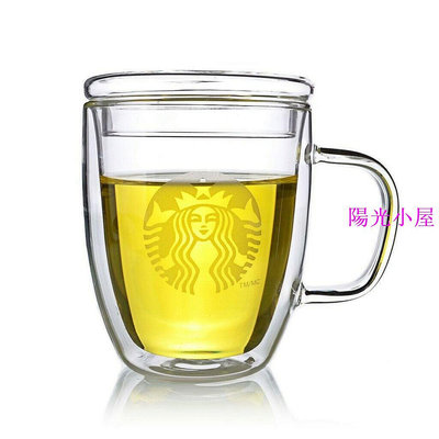 375ml / 475ml 雙層透明玻璃杯星巴克咖啡杯拿鐵水杯牛奶杯茶杯雙層玻璃杯, 用於煮熱水熱飲冰冷飲料-陽光小屋