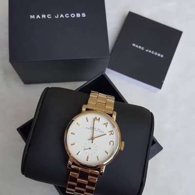 MARC BY MARC JACOBS Baker 白色面錶盤 金色不鏽鋼錶帶 石英 女士手錶 MBM3243