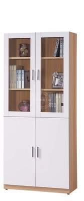 ☆[新荷傢俱] Y 554/564 四門2.7尺書櫃 -組合式雙色系統書櫃-可任意組合選配 白色書櫃 展示櫃 置物櫃