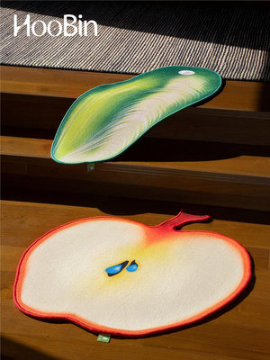 HooBin 蘋果床邊地毯 貝殼異形ins裝飾畫寵物地墊客廳藝術禮物