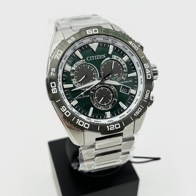 現貨 可自取 CITIZEN CB5034-91W 星辰錶 手錶 44mm 光動能 三眼 綠色面盤 鋼錶帶 男錶女錶