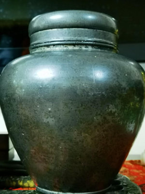 日本回流 百年老錫茶葉罐 古錫罐 錫斑布滿 大尺寸錫罐，器型
