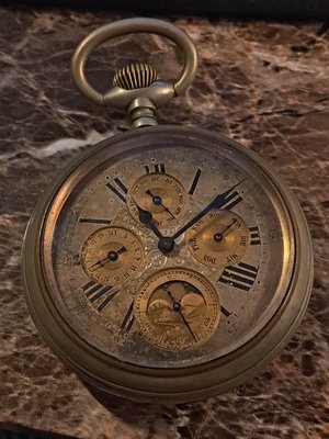 瑞士多功能月相機械懷錶 競標商品 萬年曆 月相 高級懷錶