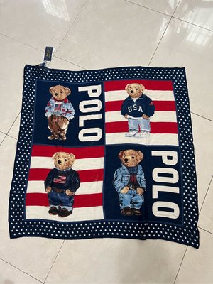 （已售出，勿下標）全新 正品限量款POLO RALPH LAUREN 熊熊大方巾 絲巾 圍巾 牛仔熊 美國熊